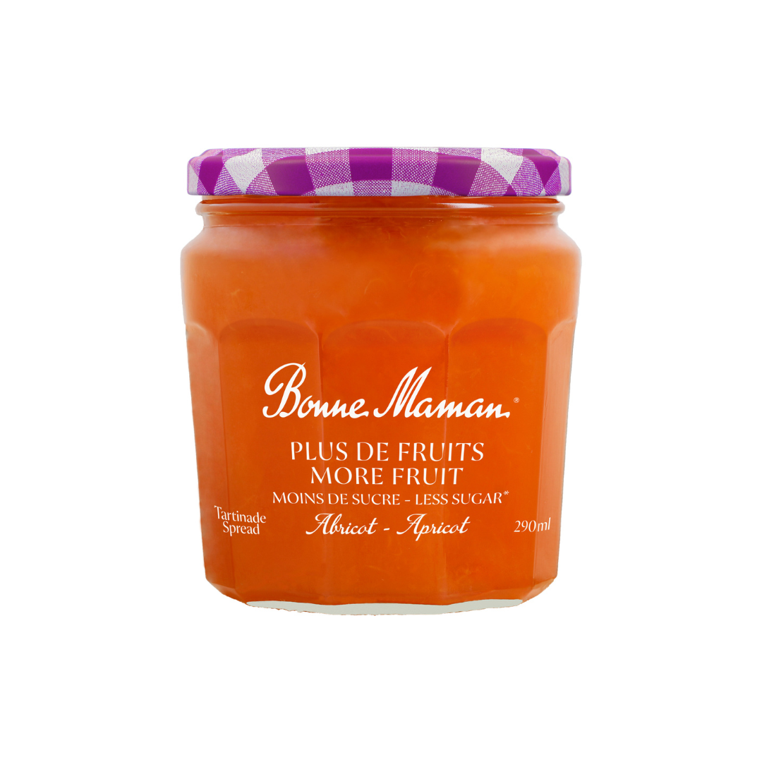 More fruit, less sugar Apricot spread Bonne Maman CA
